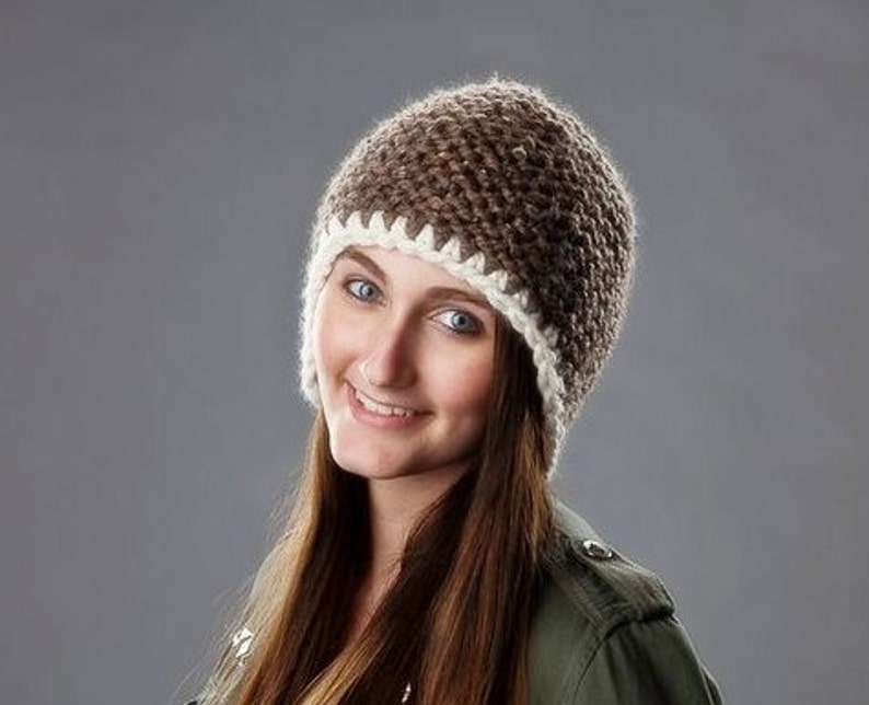 Chunky Knit Ear Flap Hat, Chunky Knit Hat, Womens Hat, Mens Hat, Winter Hat, Knit Beanie, Knit Cap, Earflap Hat, Garter Helmet, Barley Brown image 2
