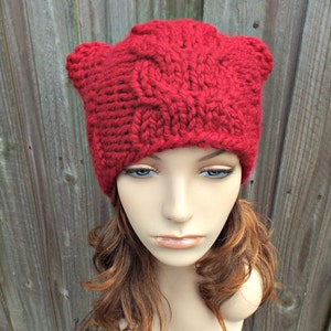 Cat Ear Hat, Cat Hat, Cable Knit Hat, Chunky Knit Hat, Womens Hat, Mens Hat, Cat Beanie, Winter Hat, Cable Hat, Knit Cap