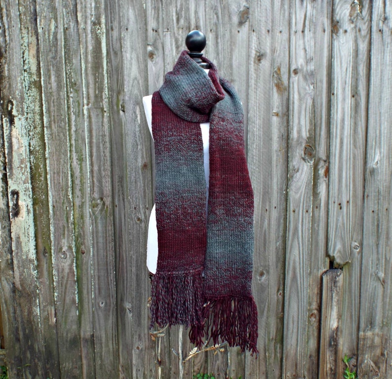 Knit Scarf, Womens Scarf, Mens Scarf, Oversized Scarf, Winter Scarf, Double Knit Scarf With Fringe image 5