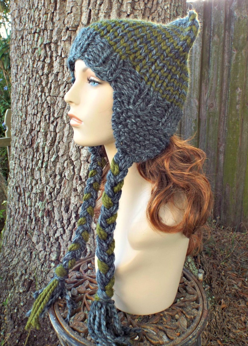40+ Knitted Earflap Hat Pattern With Braided Ties Background Scarf