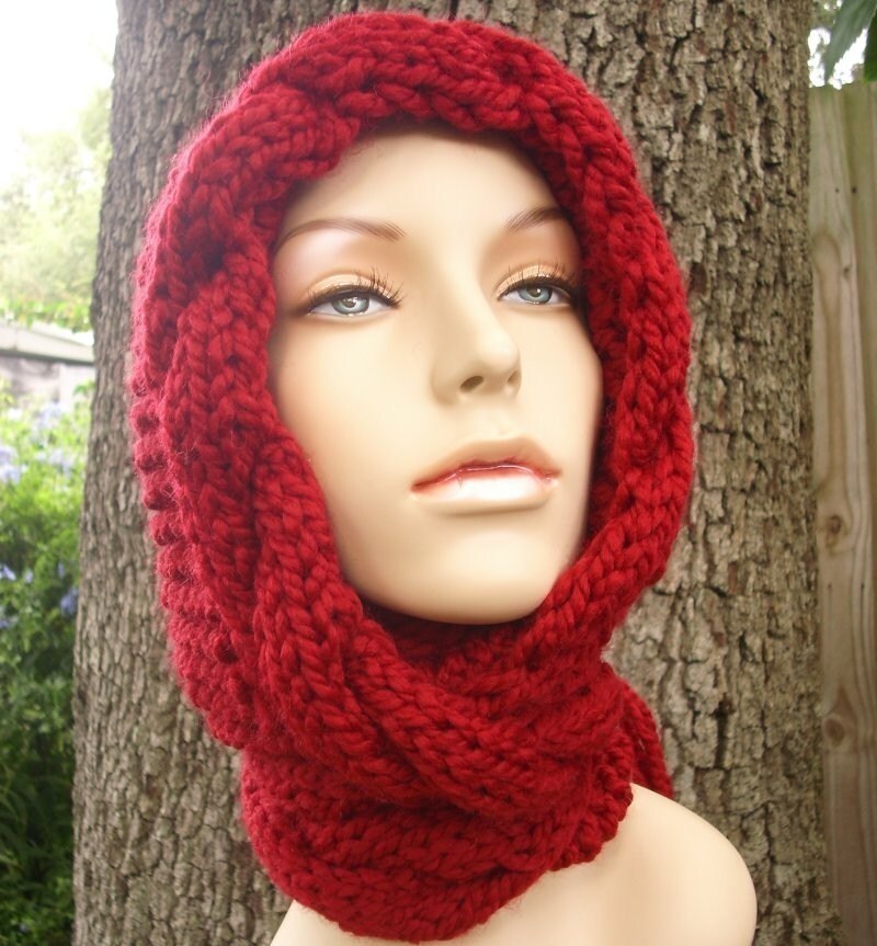 Women's Hooded Scarf Chunky Knit Scarf Neckwarmer | Etsy