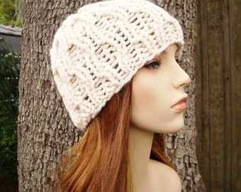 Cable Knit Hat, Mens Hat, Womens Hat, Winter Hat, Chunky Knit Hat, Knit Accessories, Cable Hat, Knit Cap, Amsterdam Cable Beanie, Cream