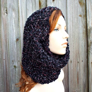 Chunky Cowl Scarf, Mens Cowl, Womens Cowl, Knit Cowl, Neckwarmer, Winter Scarf, Twilight Cowl Blackstone Black