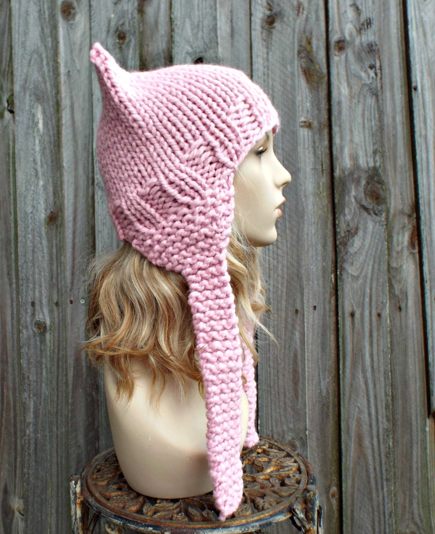 Pink Cat Hat, Chunky Knit Hat, Women Hat, Mens Hat, Winter Pink Cat Hat, Chunky Knit Hat, Women Hat, Mens Hat, Winter