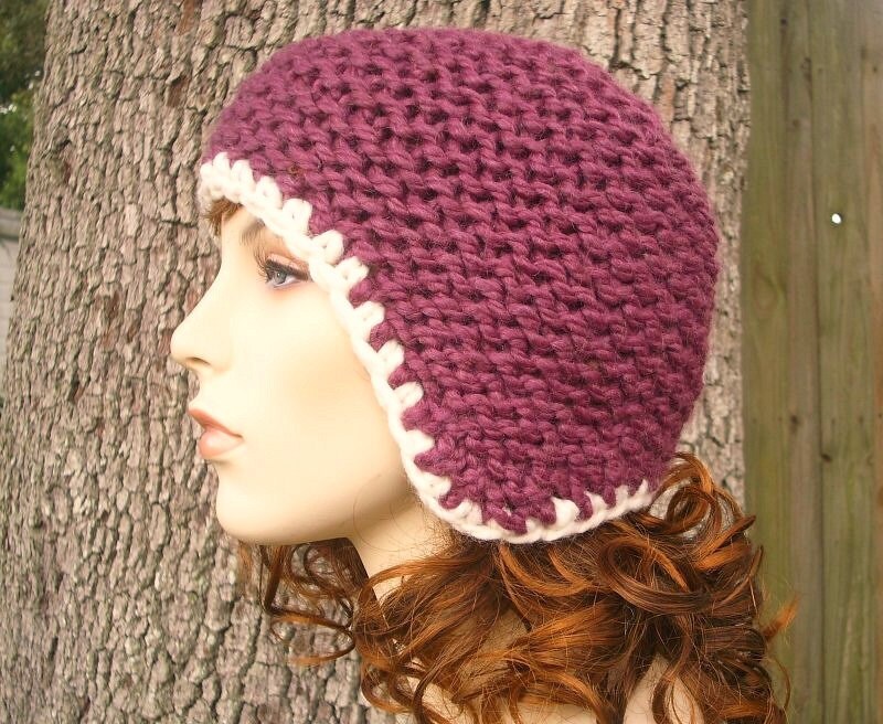 帽子 aclent Ear flap knit cap Aran Cable Hat with Ear Flaps