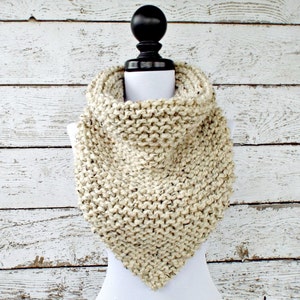 Knit Cowl Pattern Knit Scarf Pattern Knitting Pattern PDF for Bandana Cowl - Knit Neckwarmer Pattern Womens Accessories