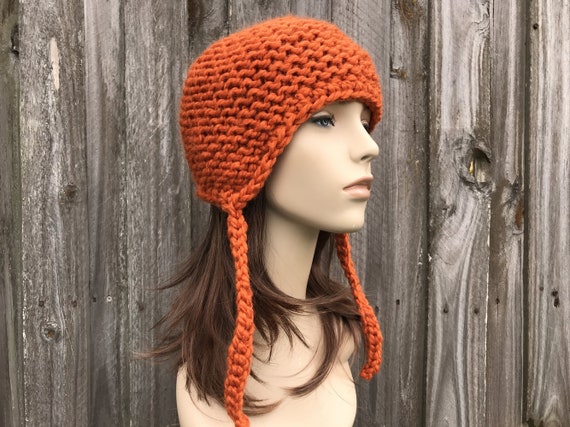 Earflap Hat, Hat With Ear Flaps, Knit Beanie, Chunky Knit Hat, Womens Hat, Mens Hat, Winter Hat, Knit Cap, Garter Knit Helmet, Pumpkin - Etsy Earflap Hat, Hat With Ear Flaps, Knit Beanie, Chunky Knit Hat, Womens Hat, Mens Hat, Winter Hat, Knit Cap, Garter Knit Helmet, Pumpkin - Etsy