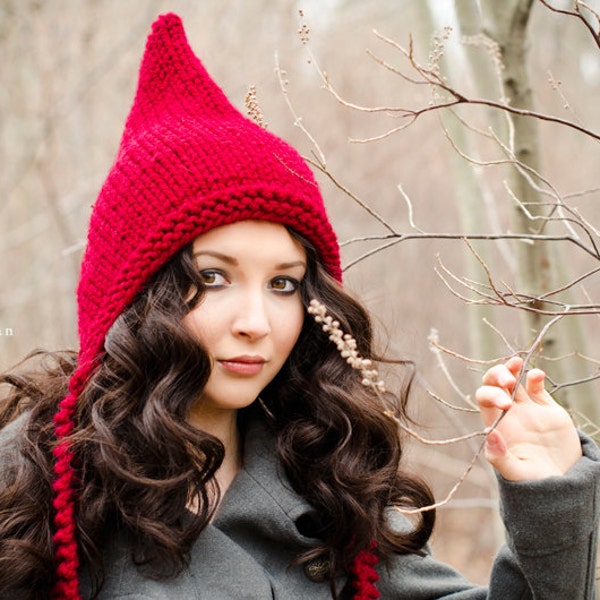 Knitted Hat Pattern Hat Knitting Pattern - Pixie Hat Pattern Woodland Hooded Bonnet Womens Winter Hats Knitted Beanie