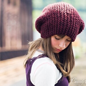 Oversized Knit Hat Womens Hat Winter Hat Mens Hat Slouchy Beanie Hat Burgundy Hat Burgundy Beanie Fall Fashion Chunky Hat Claret image 2