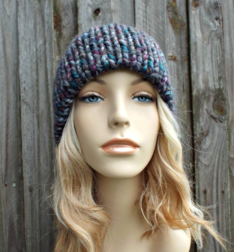Chunky Knit Hat with Thick Brim Mens Hat Womens Hat Winter Etsy