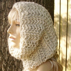 Chunky Knit Cowl, Knit Scarf, Cowl Scarf, Mens Cowl, Womens Cowl, Mens Scarf, Womens Scarf, Twilight Neckwarmer, Wheat image 1