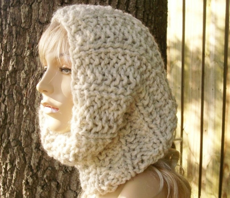 Chunky Knit Cowl, Knit Scarf, Cowl Scarf, Mens Cowl, Womens Cowl, Mens Scarf, Womens Scarf, Twilight Neckwarmer, Wheat image 1