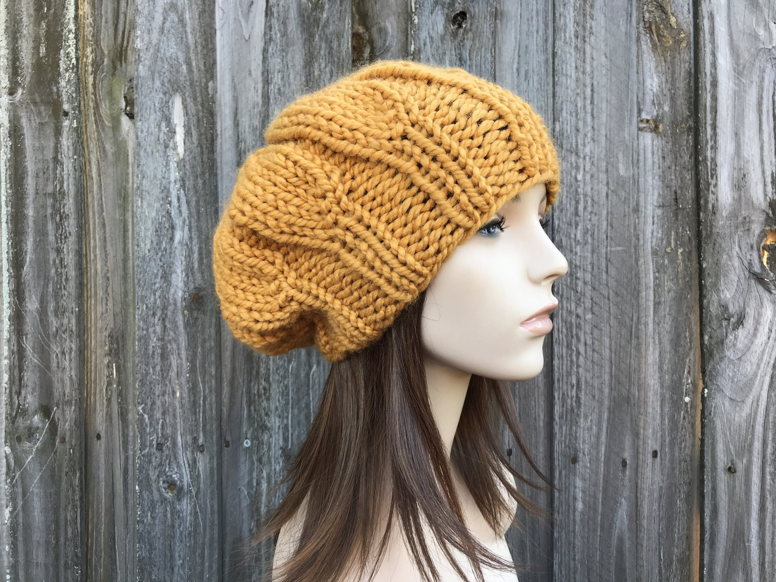 Chunky Knit Hat Knit Beret Mens Hat 