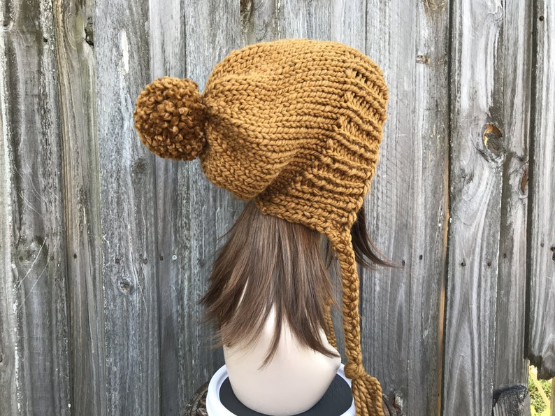 Chunky Knit Hat with Pom Pom Womens Hat Hand Knit Hat Etsy