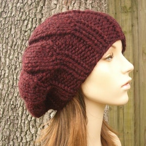 Chunky Knit Hat Pattern, Hat Knitting Pattern, Womens Hat, Mens Hat, Knit Beret Pattern, Knitting Tutorial, Urchin Beret Hat