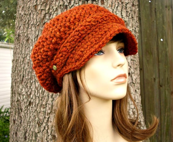 Newsboy Hat, Chunky Crochet Hat, Womens Hat, Mens Hat  display picture 3