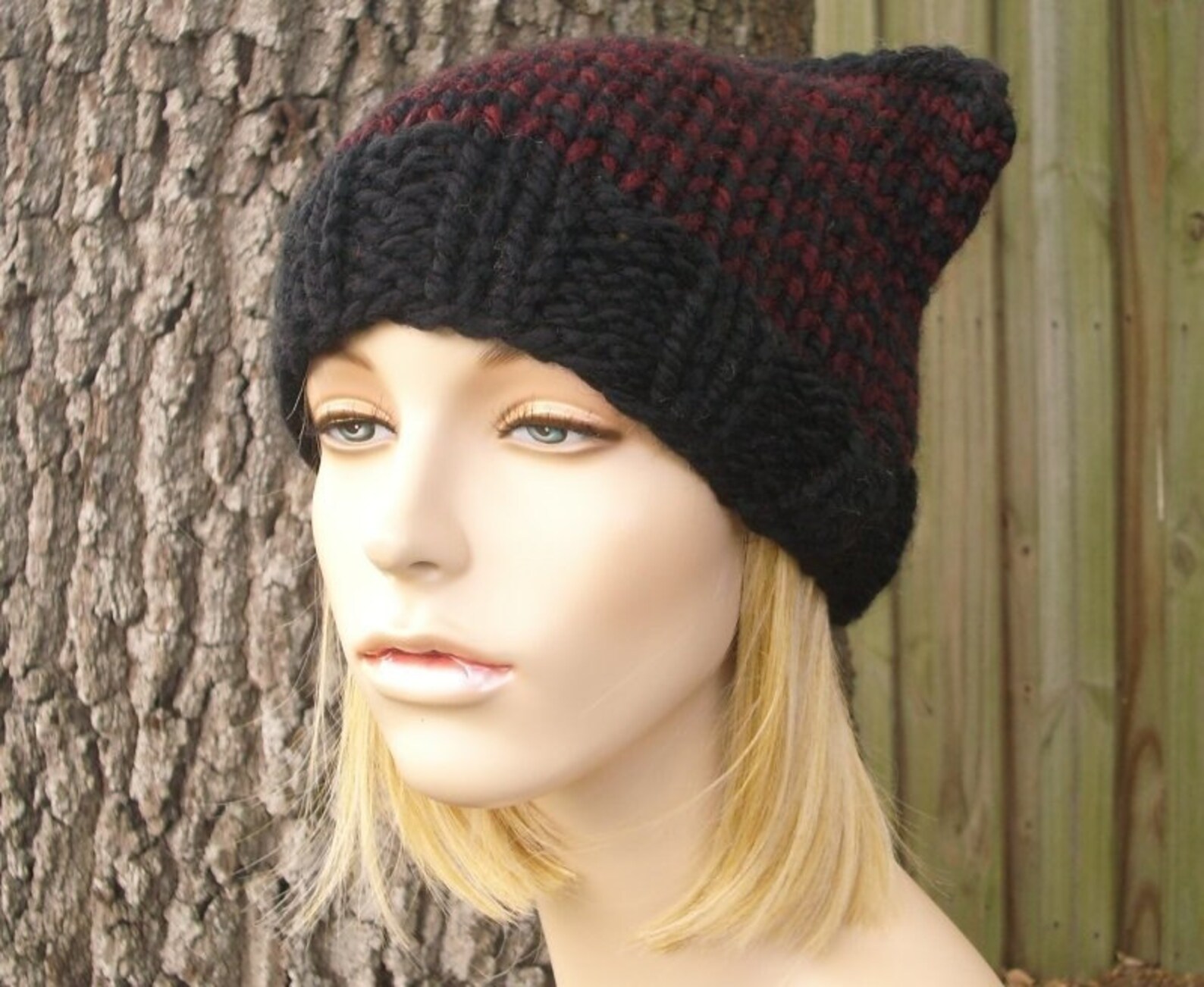 Cat Hat Chunky Knit Hat Womens Hat Mens Hat Winter Hat Etsy