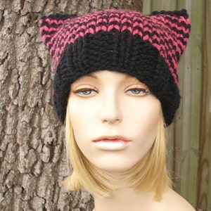 Bonnet Chat Rose Pussy Hat Fait Main - Beanies Pour Femmes - Marche Des Femmes - Taille Unique