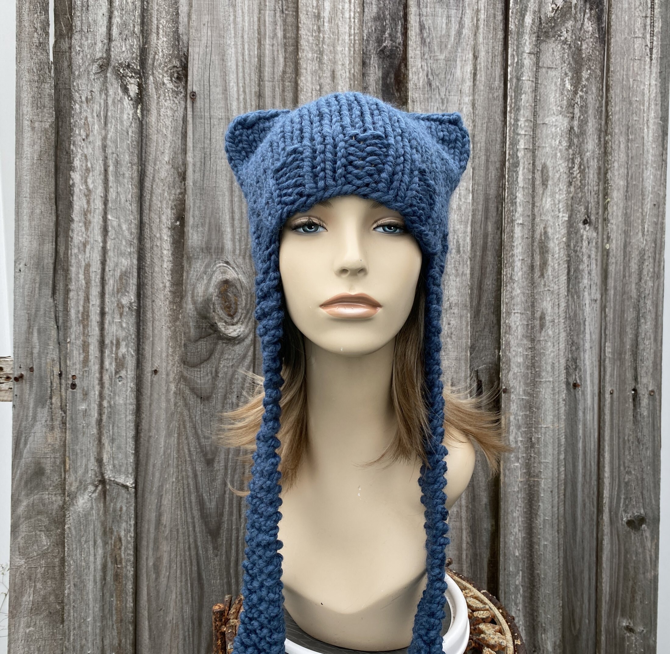 Chunky Knit Hat, Knit Cat Hat, Womens Hat, Mens Hat, Winter