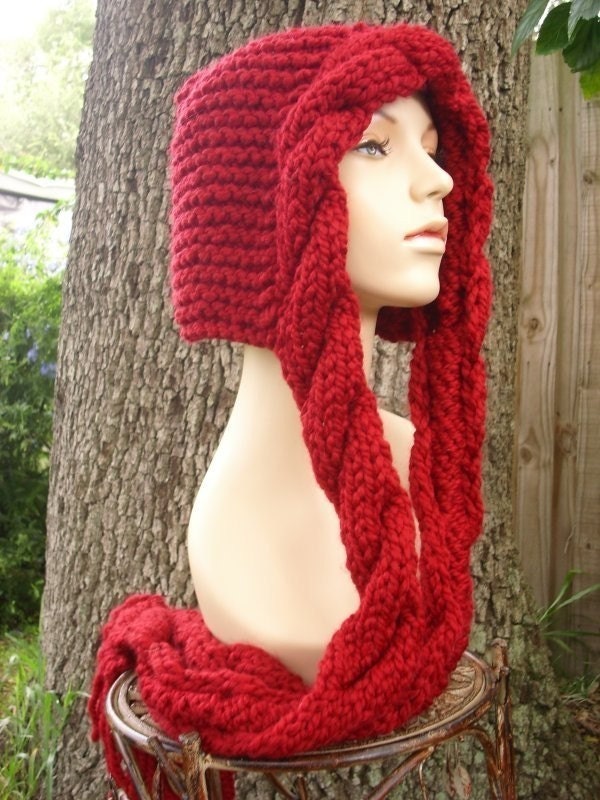Women's Hooded Scarf Chunky Knit Scarf Neckwarmer - Etsy