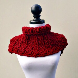 Crochet Neckwarmer, Chunky Crochet Cowl, Chunky Crochet Scarf, Neck Warmer, Womens Cowl, Mens Cowl, Lucienne Cowl, Cranberry Red