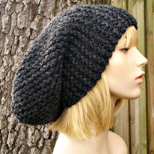 Chunky Knit Hat, Womens Hat, Mens Hats, Winter Hat, Oversized Slouchy Hat, Slouchy Beanie, Knit Beanie, Knit Cap, Charcoal Grey