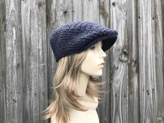 Golf Cap, Flat Cap, Newsboy Cap, Mens Hat, Womens Hat, Winter Hat, Crochet Hat, Newsboy Hat, Golf Hat, Peacoat Navy