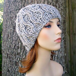 Cable Knit Beanie, Chunky Knit Hat, Womens Hat, Mens Hat, Winter Hat, Knit Beanie, Knit Cap, Amsterdam Cable Beanie, Grey Marble