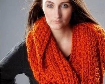 Chunky Crochet Cowl, Oversized Cowl, Womens Cowl, Mens Cowl, Winter Cowl, Infinity Scarf, Crochet Scarf, Vermonter Cowl, Pumpkin Orange