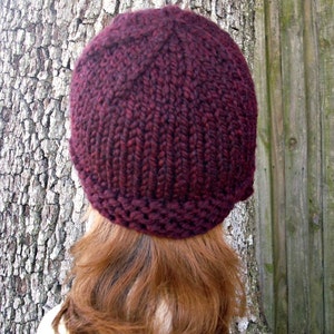 Knit Cloche Hat, Chunky Knit Hat, Womens Hat, Winter Hat, Knit Beanie, Knit Cap, Womens Cloche Beanie, Claret Burgundy image 5