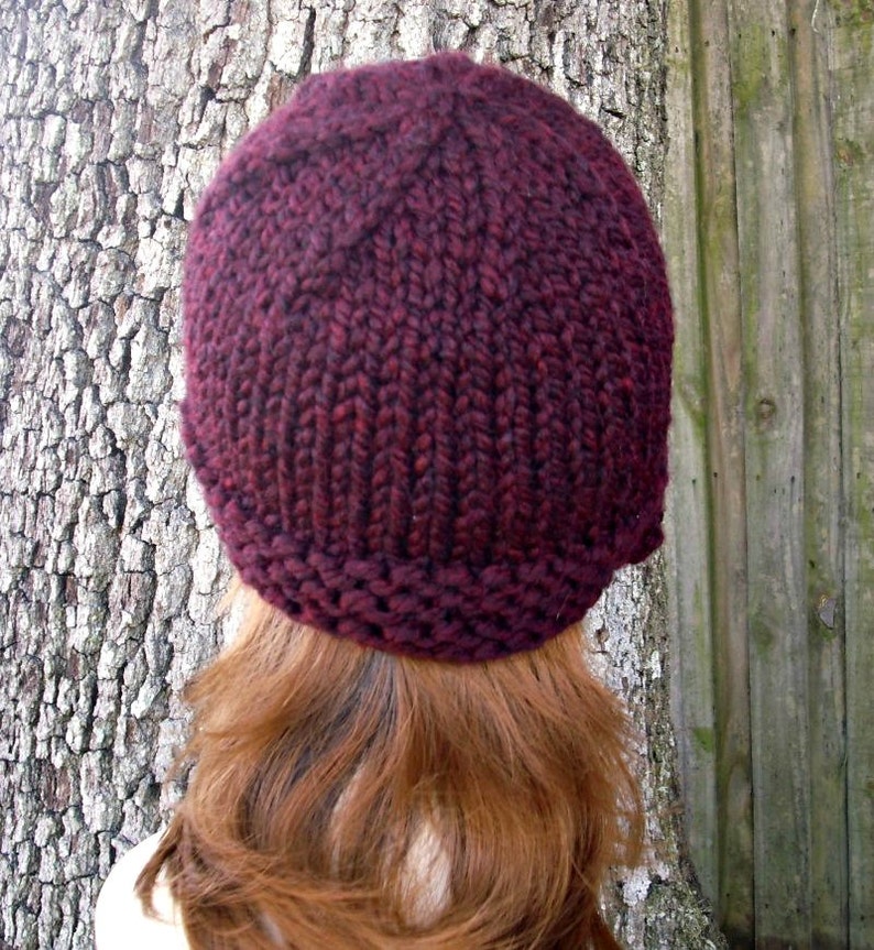 Knit Cloche Hat, Chunky Knit Hat, Womens Hat, Winter Hat, Knit Beanie, Knit Cap, Womens Cloche Beanie, Claret Burgundy image 5