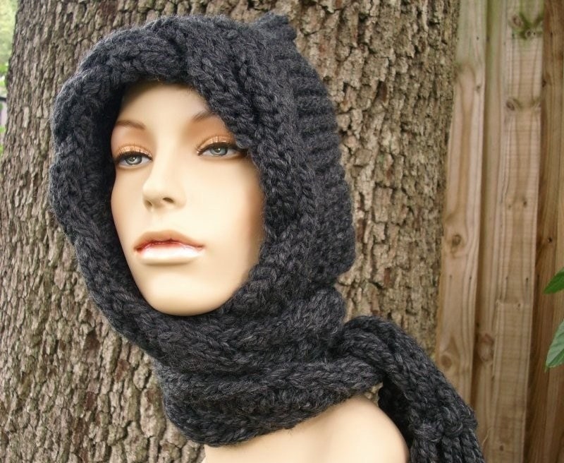 Hooded Scarves Womens Hat Winter Hat Oversized Scarf Hat Grey | Etsy