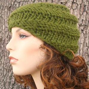 Grobstrick Mütze, Damenmütze, Herrenmütze, Wintermütze, Strickmütze, Strickmütze, Swirl Beanie in Cilantro Grün