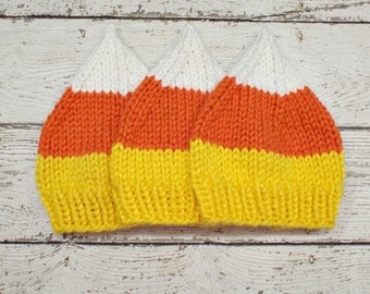 Candy Corn Hat Pattern, Knitting Pattern, Knit Hat Pattern, Instant Download PDF, How To Knitting Tutorial DIY