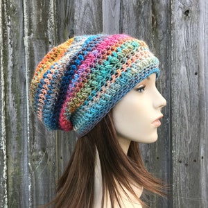 Crochet Hat Pattern, How To Crochet Tutorial, Easy Crochet Pattern, Womens Hat, Mens Hat, Mens Beanie, Winter Hat, Slouchy Beanie, Boho Hat image 9