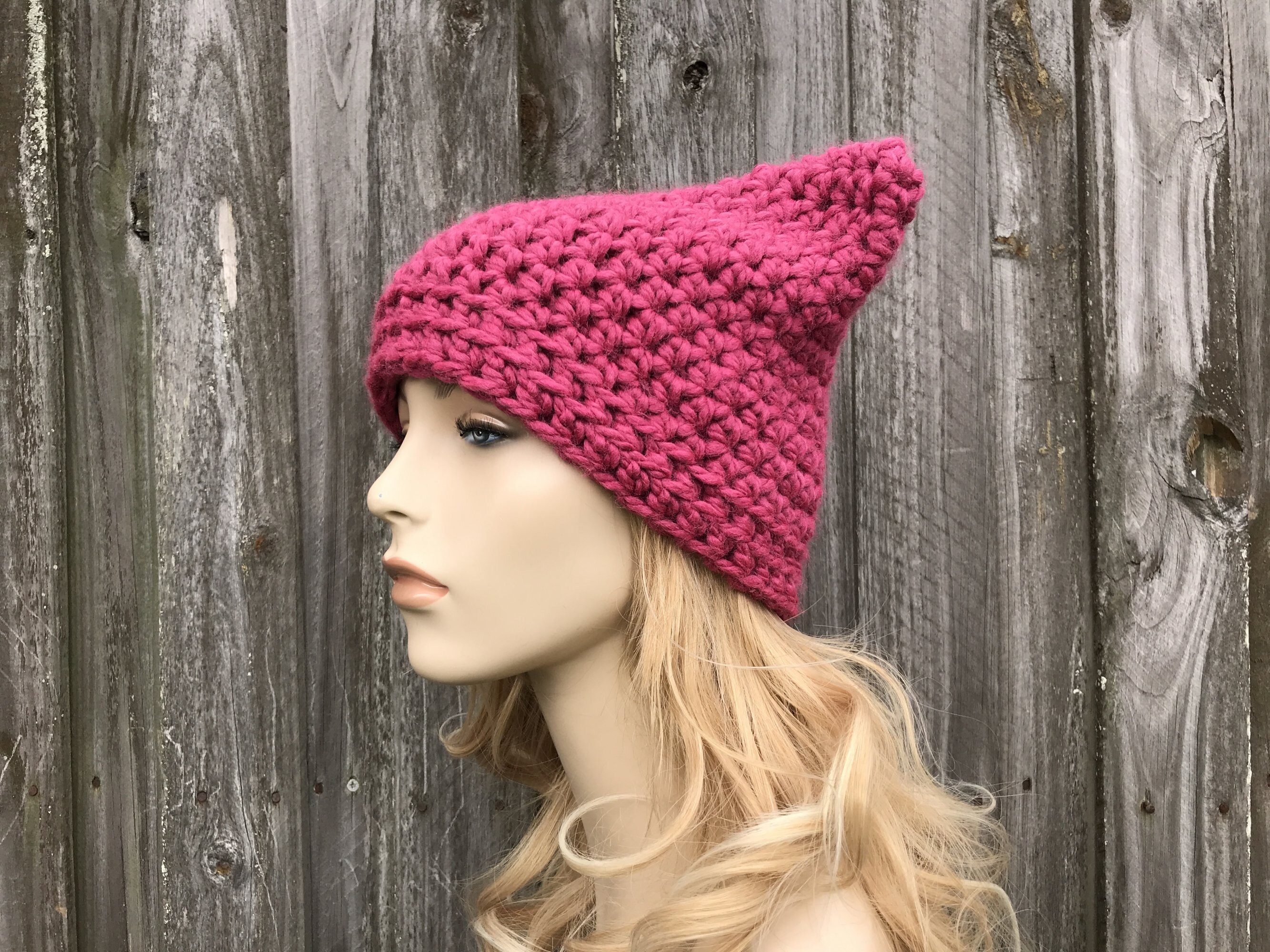 Pink Cat Hat, Crochet Hat, Womens Hat, Mens Hat, Winter Hat