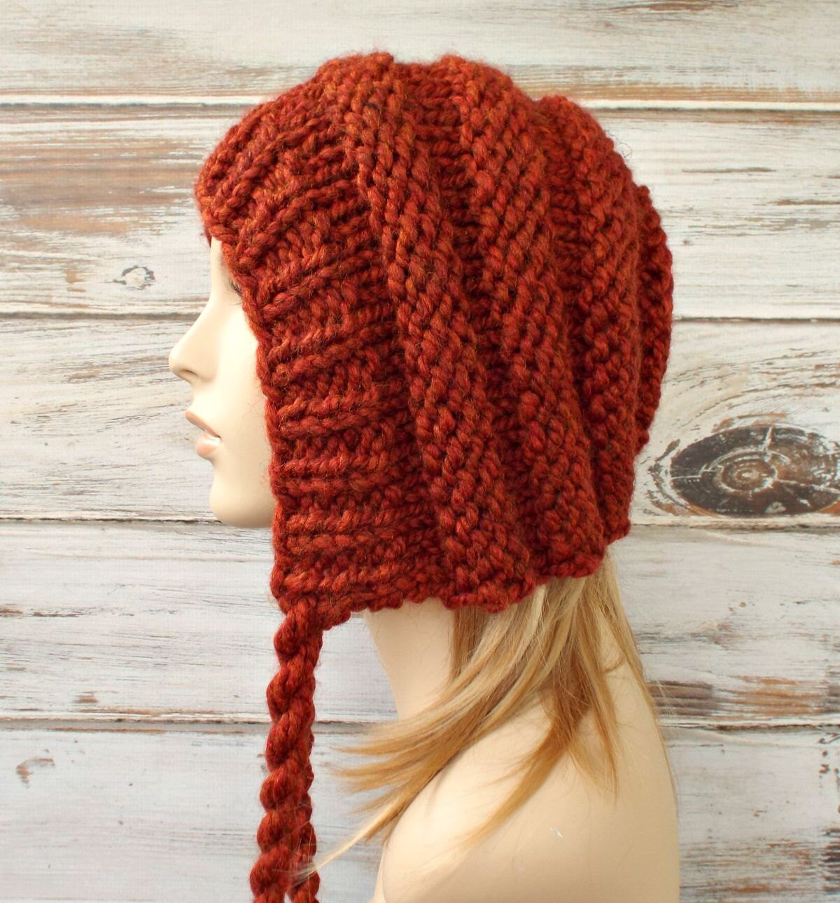 レビュー高評価の商品！ Bonnet, Knit Chunky Knit Bonnet Adult Hat, Knit Hood, 帽子