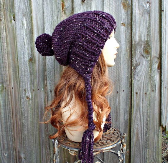 Slouchy Knit Hat, Winter Hat, Womens Hat, Mens Hat, Ear Flap
