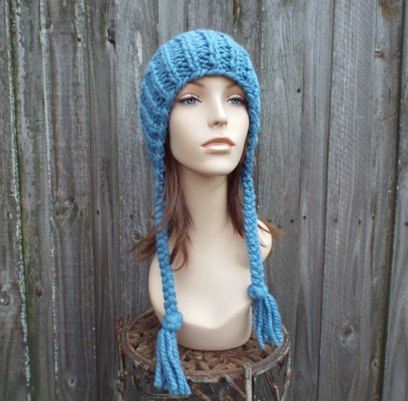 Charlotte Air Force Blue Mens Hat Slouchy Beanie Hat Chunky Knit Hat Womens Hats Winter Hats Pom Pom Hat Fall Fashion