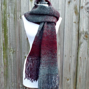 Knit Scarf, Womens Scarf, Mens Scarf, Oversized Scarf, Winter Scarf, Double Knit Scarf With Fringe image 2