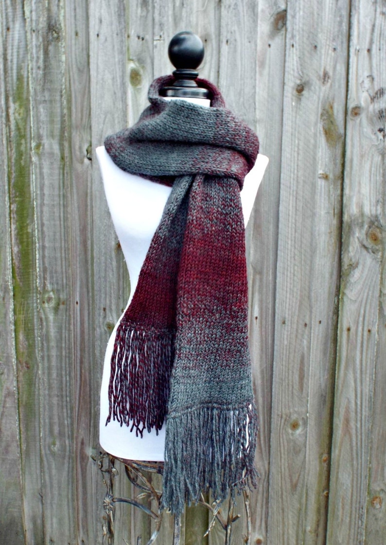 Knit Scarf, Womens Scarf, Mens Scarf, Oversized Scarf, Winter Scarf, Double Knit Scarf With Fringe image 2