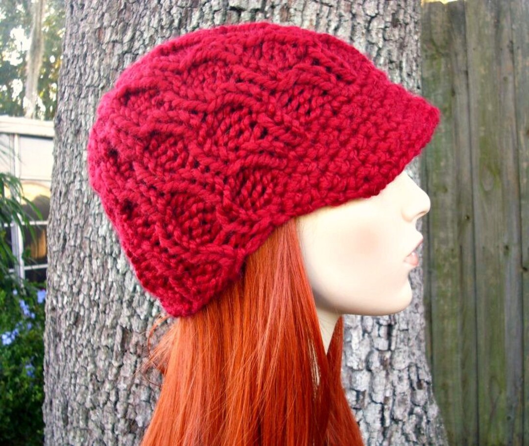 Hand Knit Beanie With Brim, Chunky Knit Hat, Womens Hat, Mens Hat ...