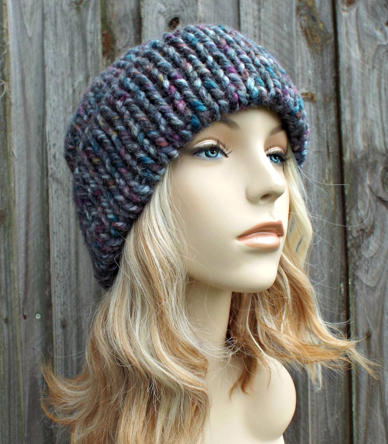 Chunky Knit Hat with Thick Brim Mens Hat Womens Hat Winter Etsy
