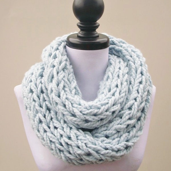 Chunky Knit Scarf, Knit Cowl, Womens Scarf, Mens Scarf, Winter Scarf, Oversized Scarf, Neckwarmer, Polar Infinity Scarf, Glacier Blue