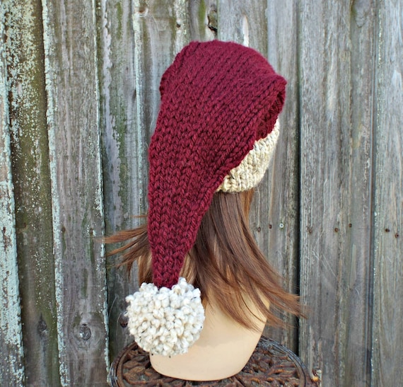 Santa Hat, Knit Santa Hat, Rustic Santa Hat, Santa Claus Hat