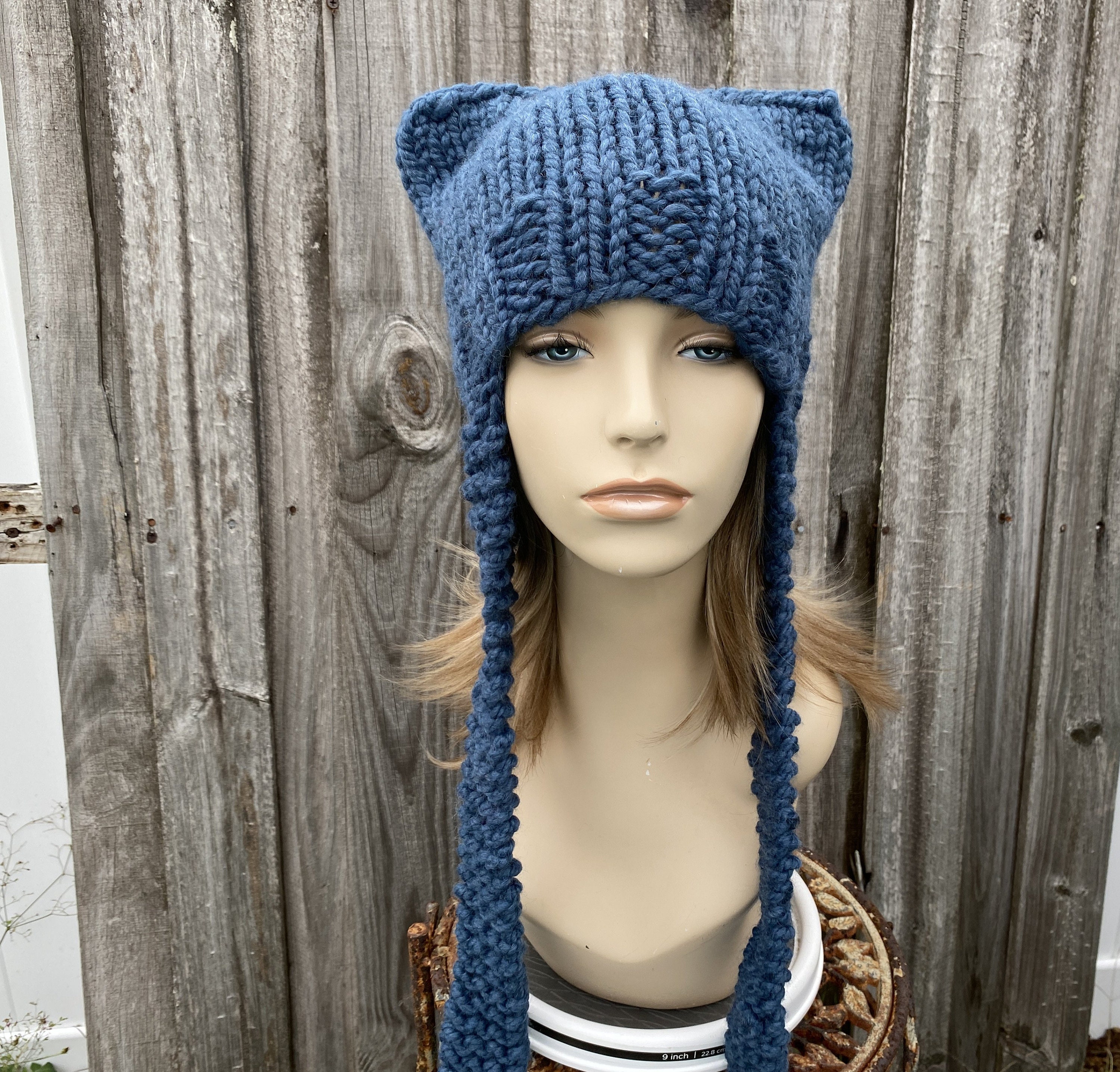andwang Fluffy cat knit hat ニット帽 Fluffy cat knit hat