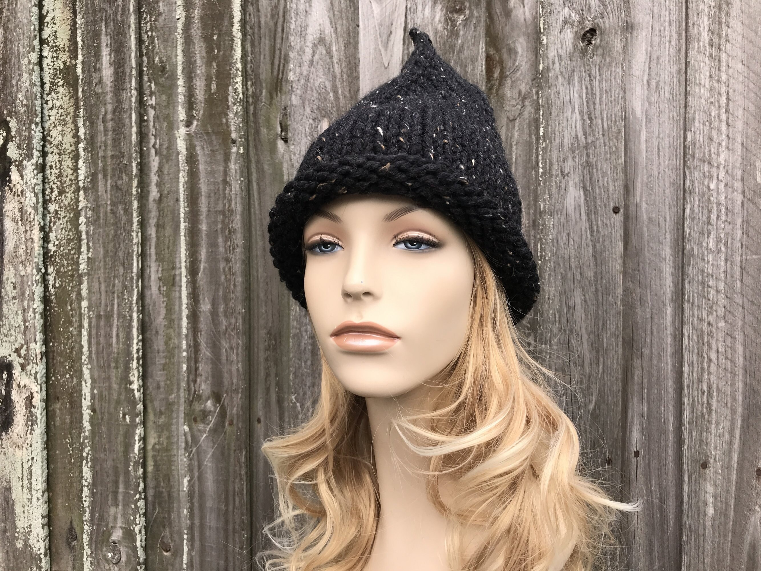 Knit Witch Hat, Witch Beanie, Halloween Hat, Wizard Hat