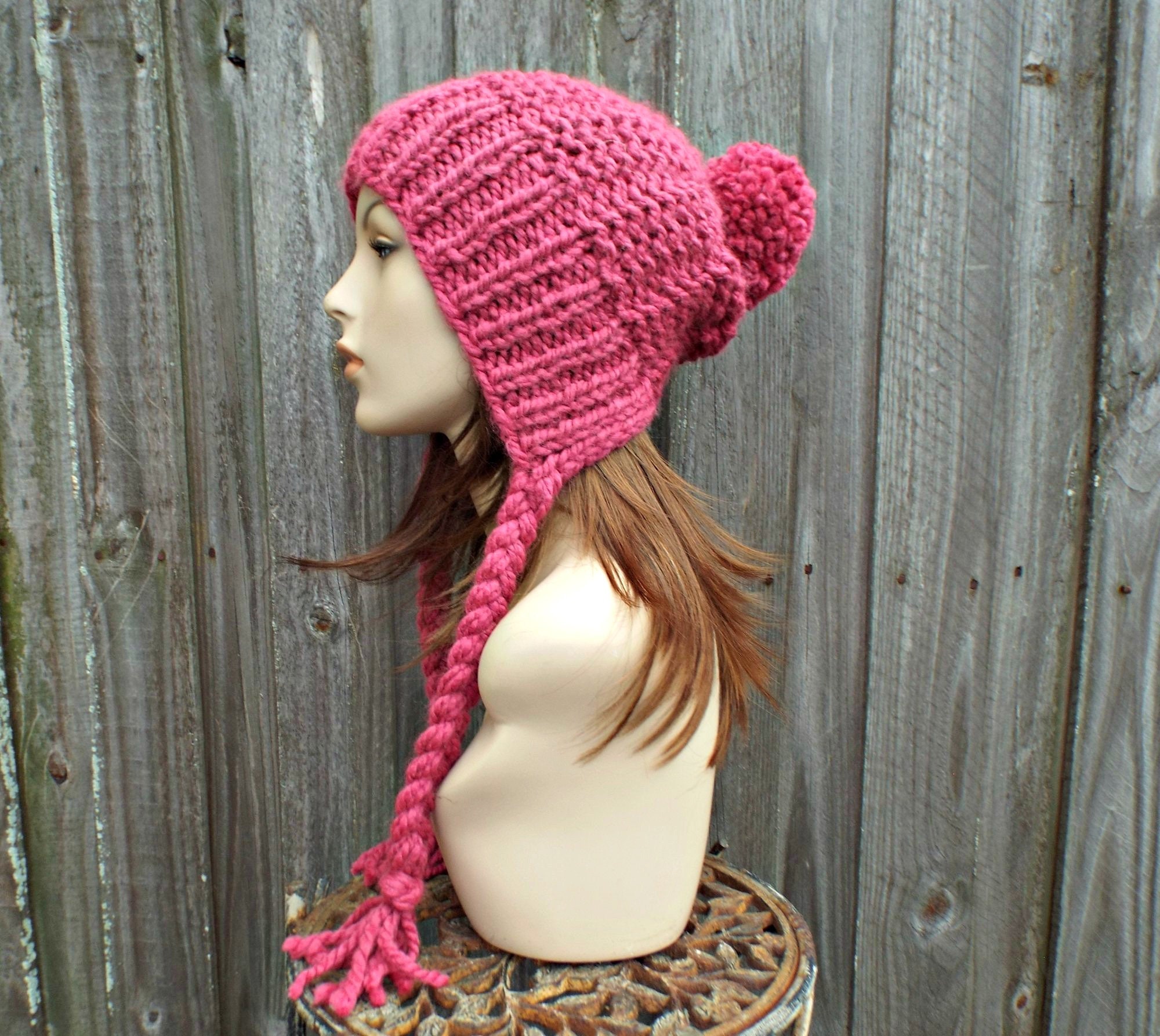 Knitted Hat Pattern Hat Knitting Pattern Ear Flap Hat Slouchy Etsy