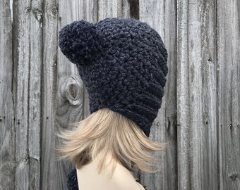 Chunky Crochet Hat, Crochet Beanie, Hat With Pom Poms  display picture 3