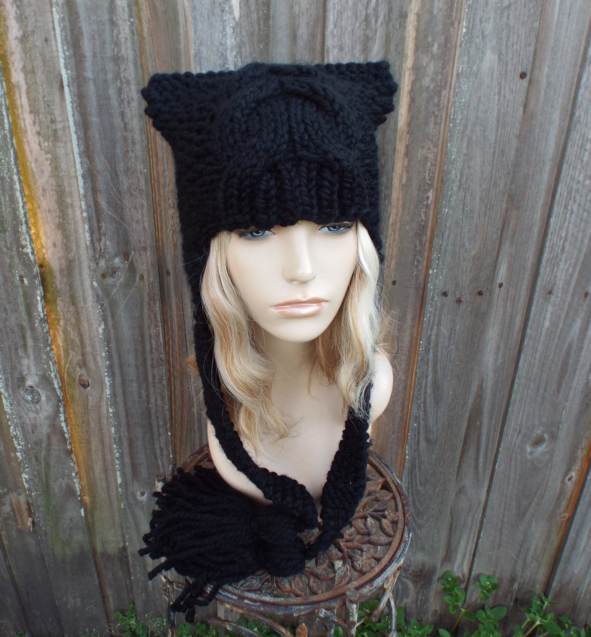 Cat Ear Hat, Chunky Knit Hat, Womens Hat, Mens Hat, Winter Hat